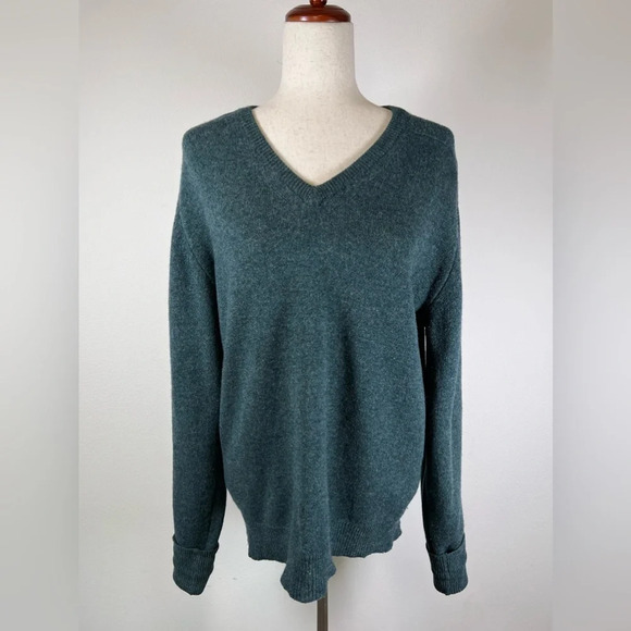 Lord Jeff 100% Virgin Lambswool Sweater Women's M Australian Blue/Grey V Neck - Picture 1 of 15